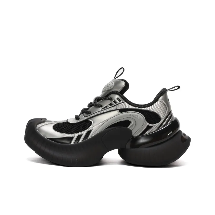 Ouder Slip-resistant Abrasion-resistant Breathable Low-Top Casual Running Shoes Unisex Black Silver Оудер Противоскользящий Устойчивый к истиранию Дышащий Низкий Топ Повседневные Беговые Кроссовки Унисекс Черный Серебристый