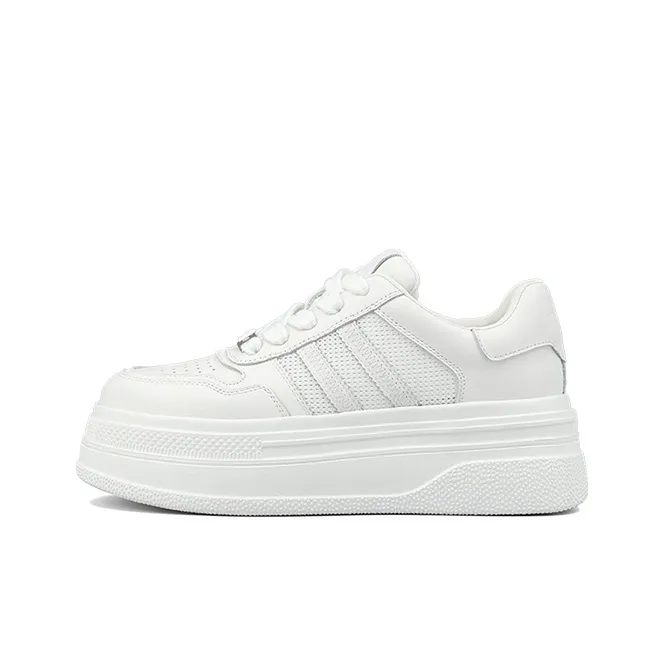 ZSBELLA Противоскользящая и износостойкая визуально увеличивает рост Низкий топ Повседневная обувь Женская Белая