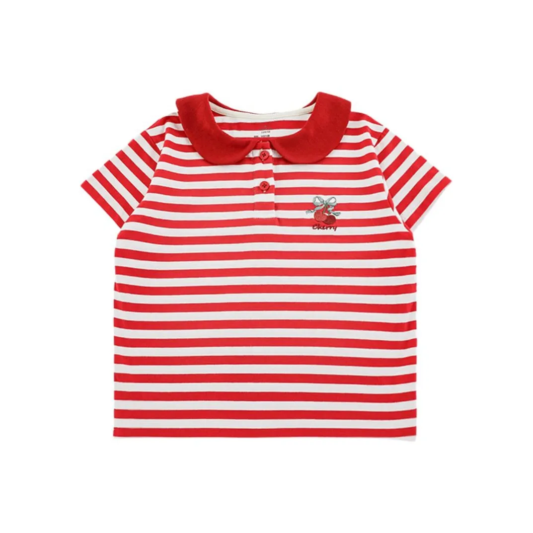 YOEHYAUL Поло Красные и белые полосы для детей 3-7 лет