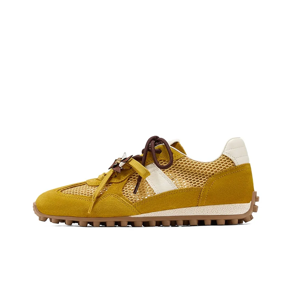 GG CC Sports Multicolor German Army Trainers Slip Resistant Low Top Hidden Wedge Casual Shoes Women's Ginger Yellow