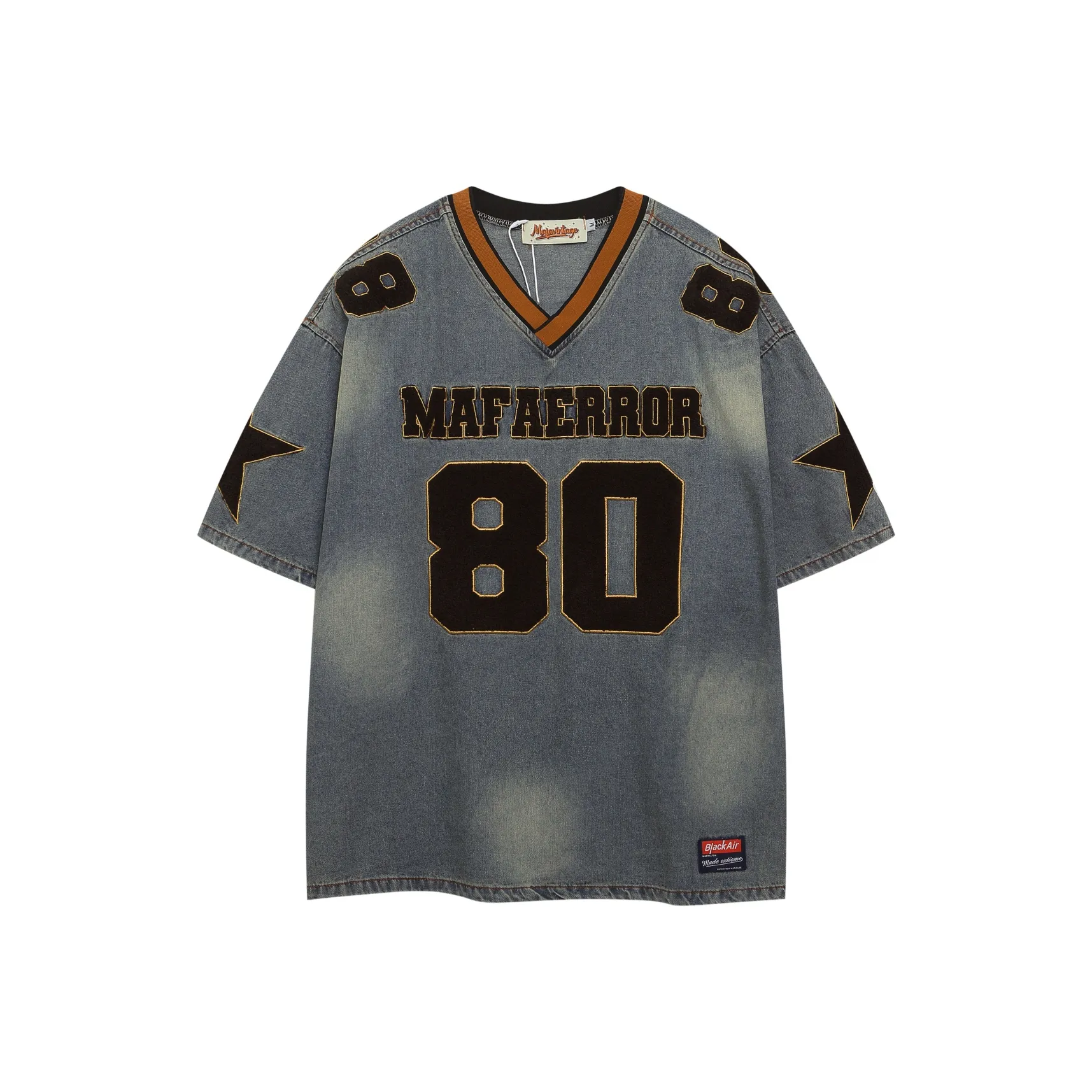 WAYHWEI Винтажная синяя унисекс футболка