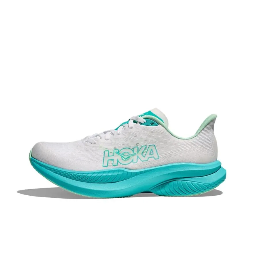 Nike Running Breathe T-shirt - Blanc MACH 6 Anti Slip Wear Resistant Low Top Running Shoes Women's White Cyan