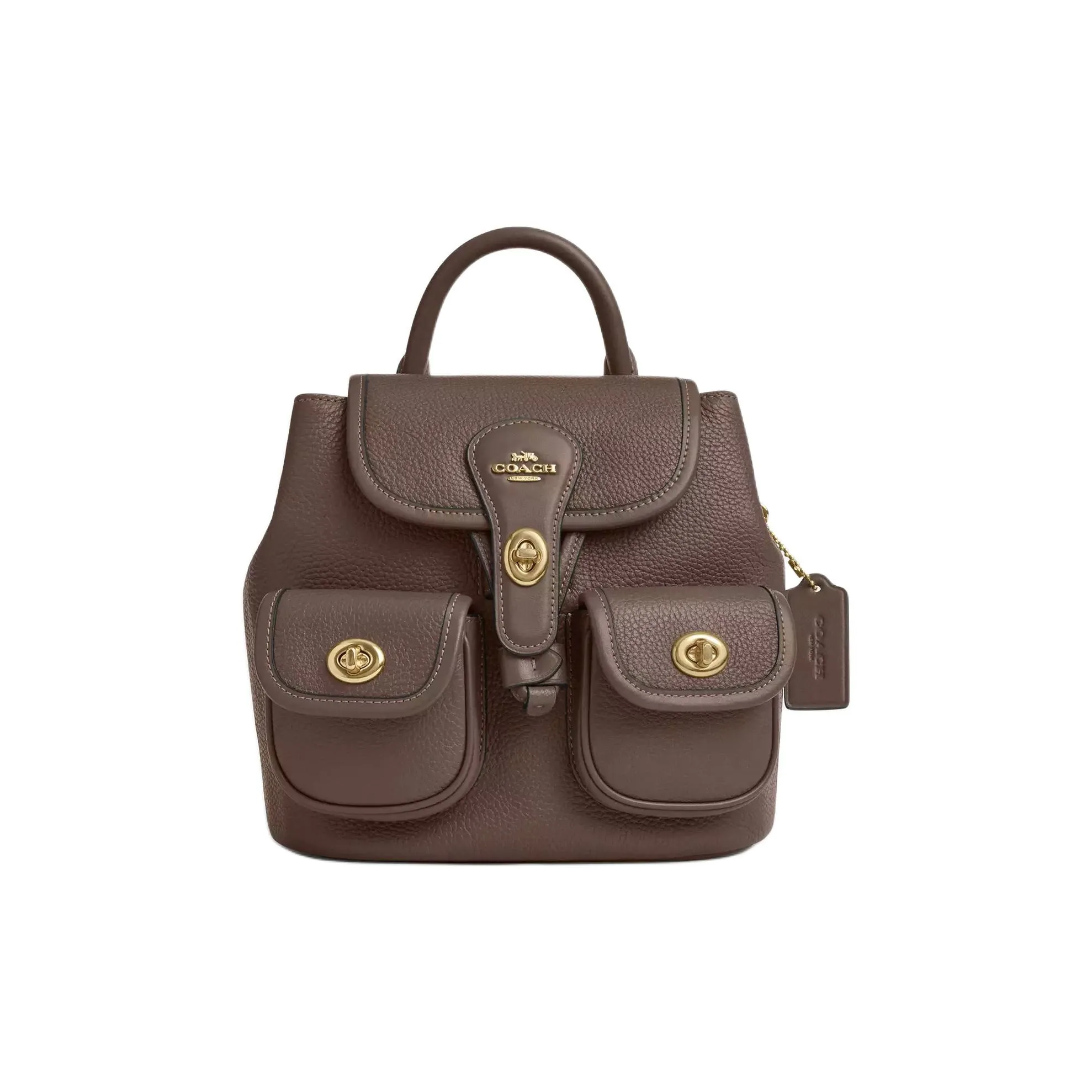 COACH Smooth Leather Backpack Medium Size Women's Dark Stone Color