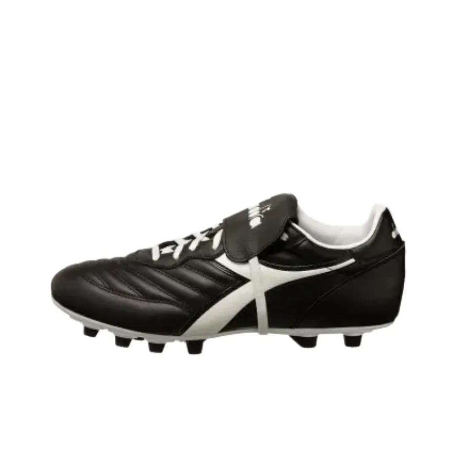 Diadora BRASIL FG Firm Ground Anti Slip Wear Resistant Soccer Shoes Men's Black