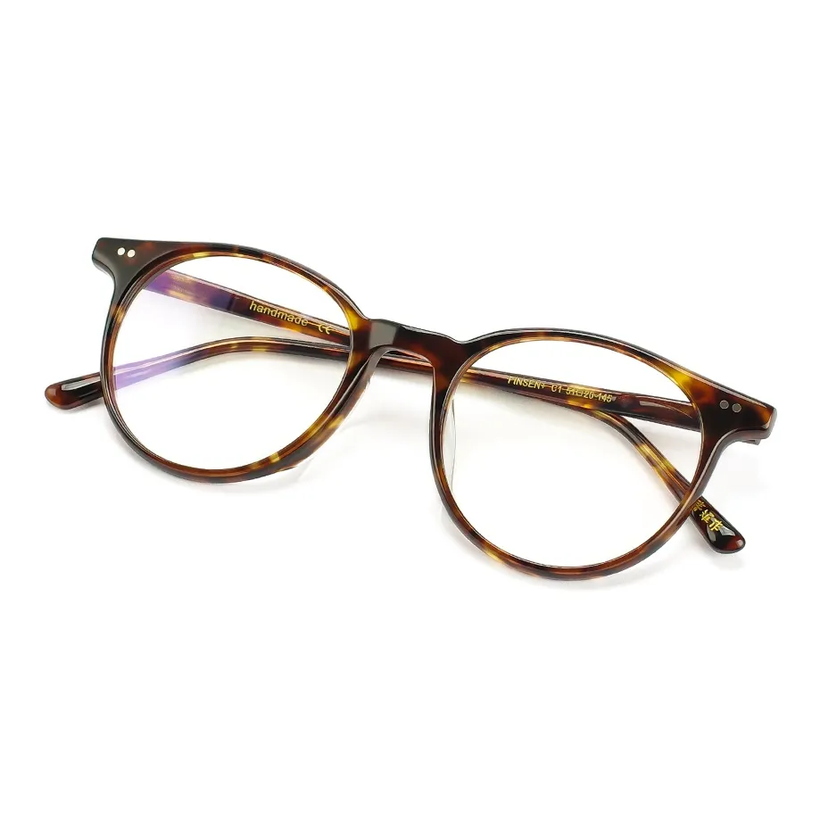 QINGZHIZUO Пластина Круглая Оправы для очков Унисекс Черепаховый Цвет кардамона Серый