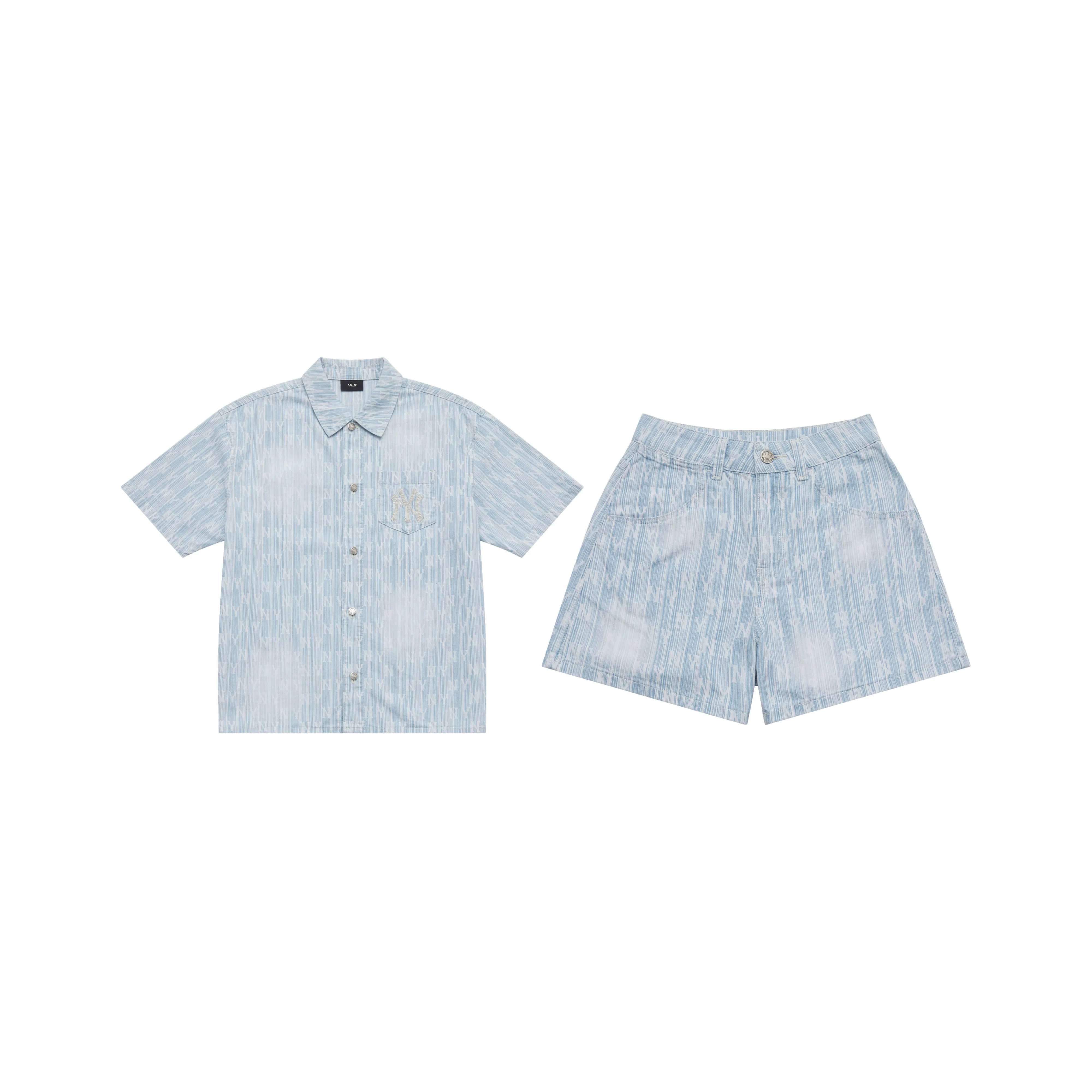 MLB MONOGRAM Коллекция Нью-Йорк Янкис Рубашка Комплект Унисекс 2 предмета Набор Светло-Синий