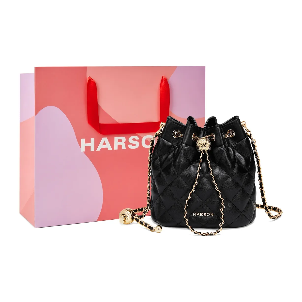 HARSON Сумка через плечо из синтетической кожи стандартная женская черная экрю розовая