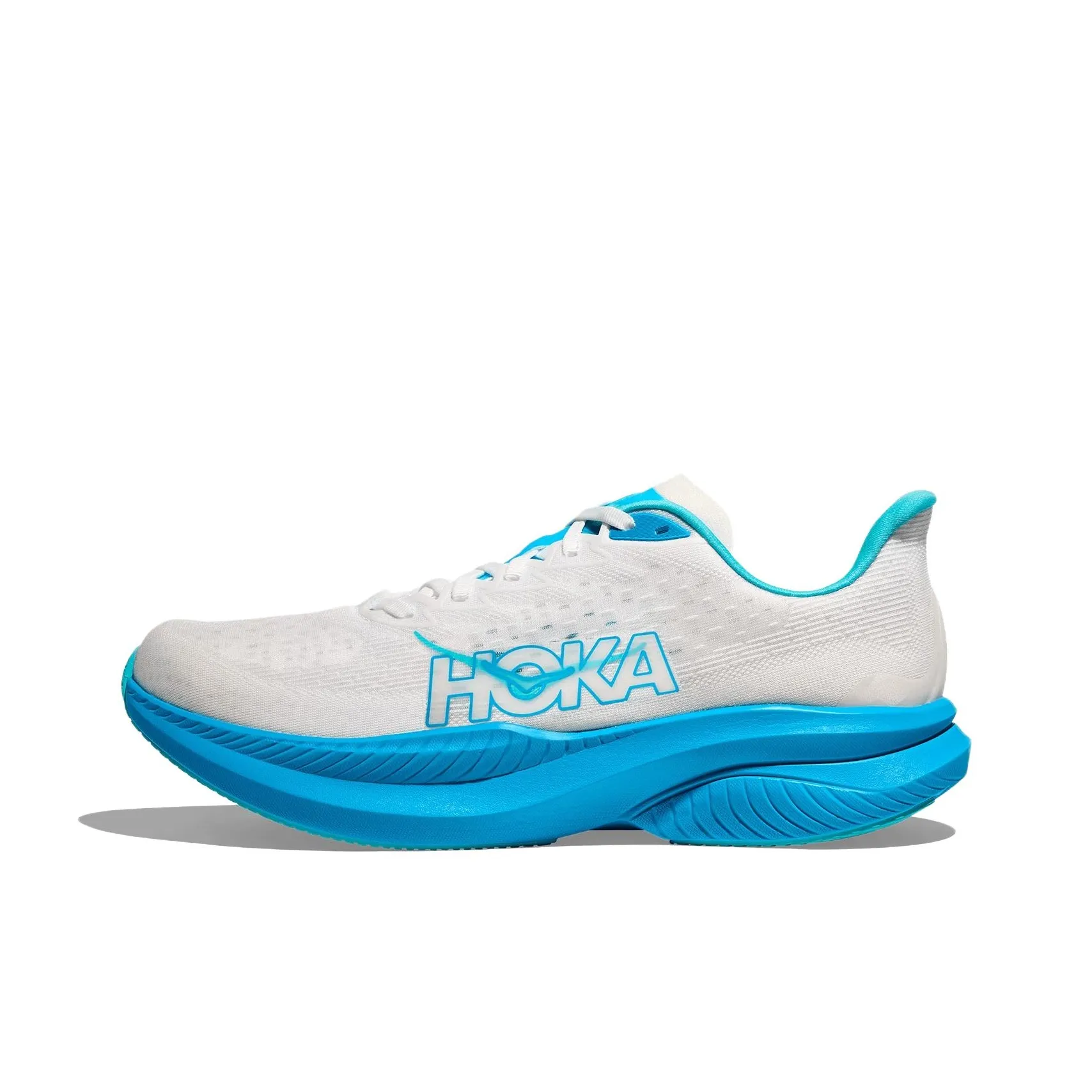 Nike Running Breathe T-shirt - Blanc MACH 6 Anti Slip Wear Resistant Low Top Running Shoes Men's White Blue