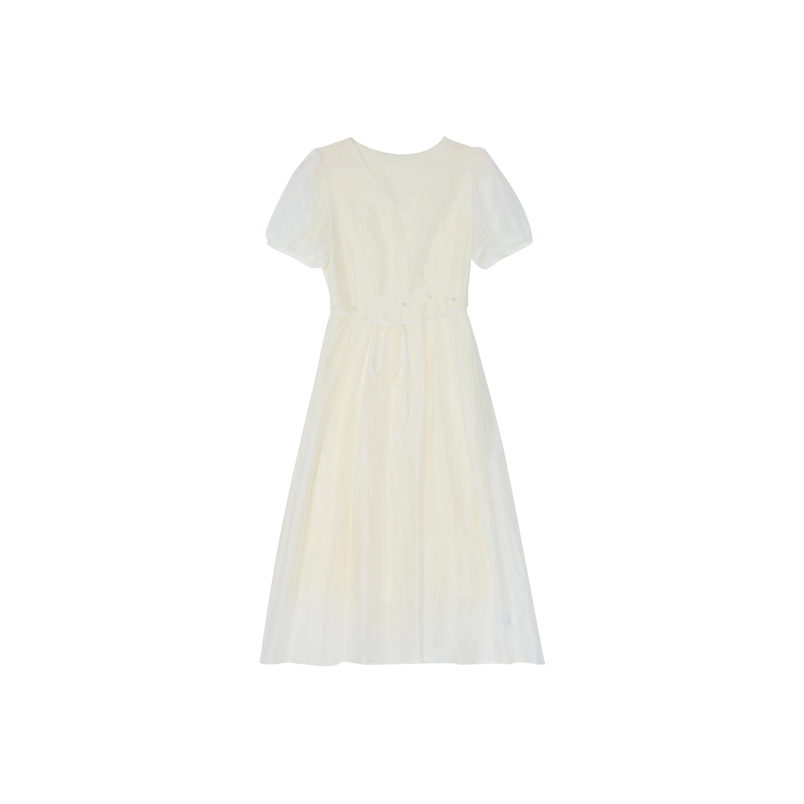 Wen Shan Короткий рукав Платье Женское Белое