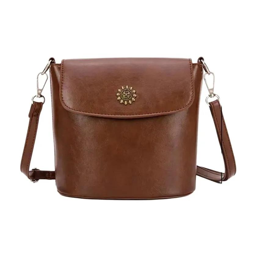 NOMK ПУ (полиуретан) ведрообразная сумка сумка через плечо женская кофейного цвета