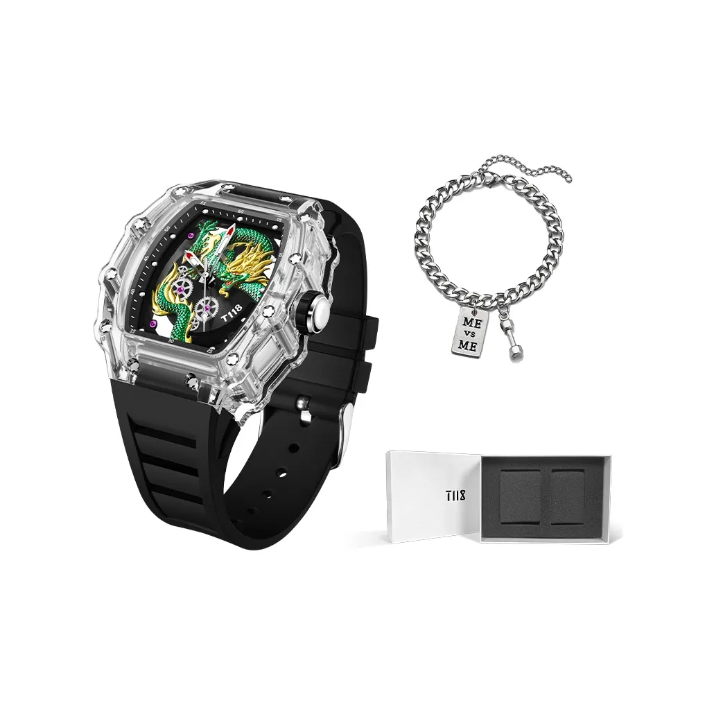 T118 Кварцевый механизм силиконовый ремешок мужские часы черный циферблат