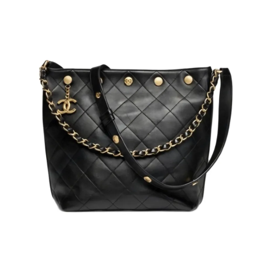 CHANEL Polished Lambskin Bucket Bags Crossbody Bag, Shoulder Bag Tubas Women's Black
