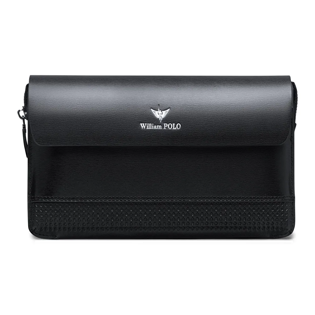 WilliamPOLO Split Cow Leather Money Clip, Wallet, Card Holder, Smartphone Passport Holder, Clutch Men's Black/Coffee