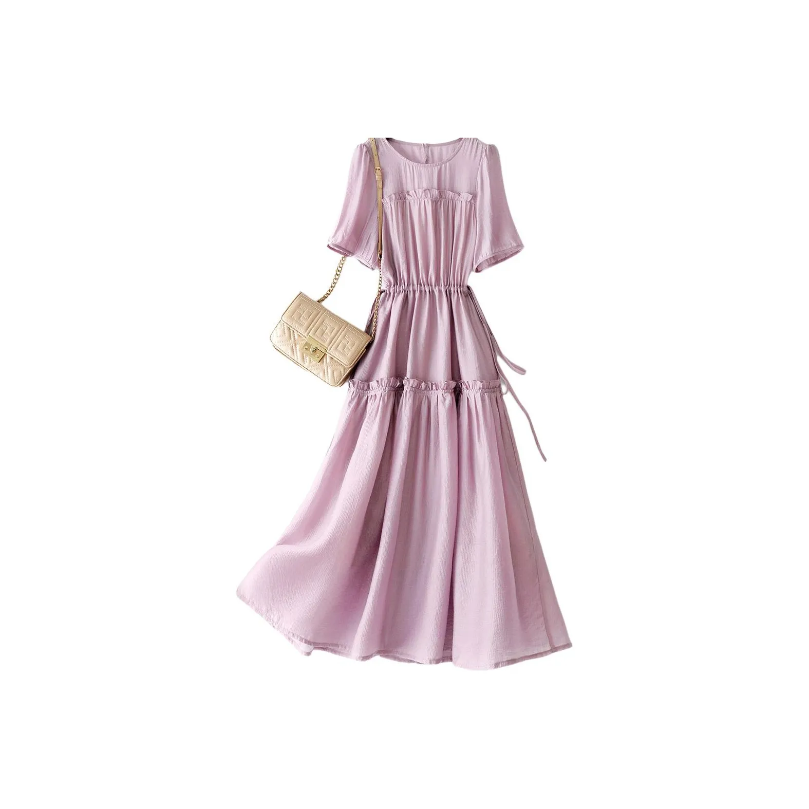 IHIMI Короткий рукав Платье Женское Фиолетовое