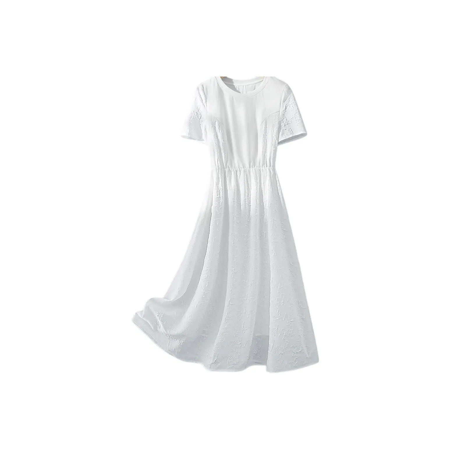 IHIMI Short Sleeved Dress Women's Simple White
