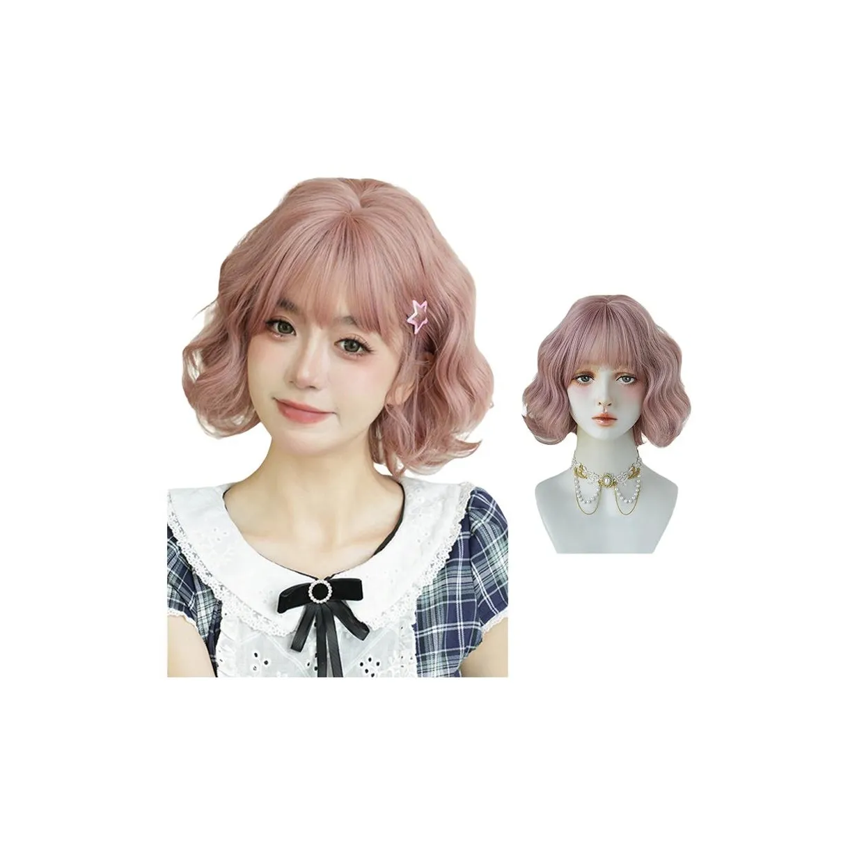 QIJIEHUANGHOU Корейский стиль Яйцо Roll Heads Парики