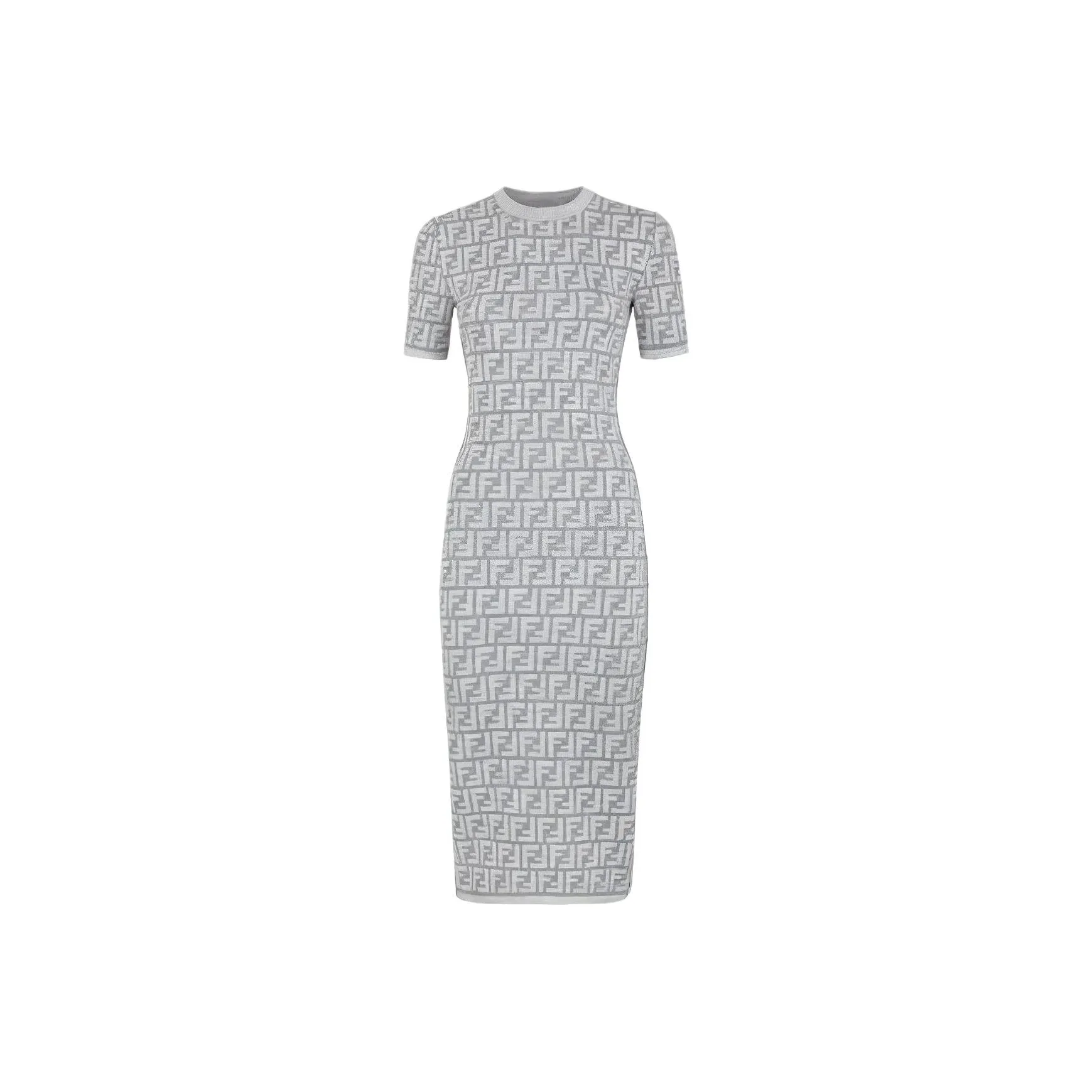 FENDI SS23 Short Sleeved Dress Women's Gray