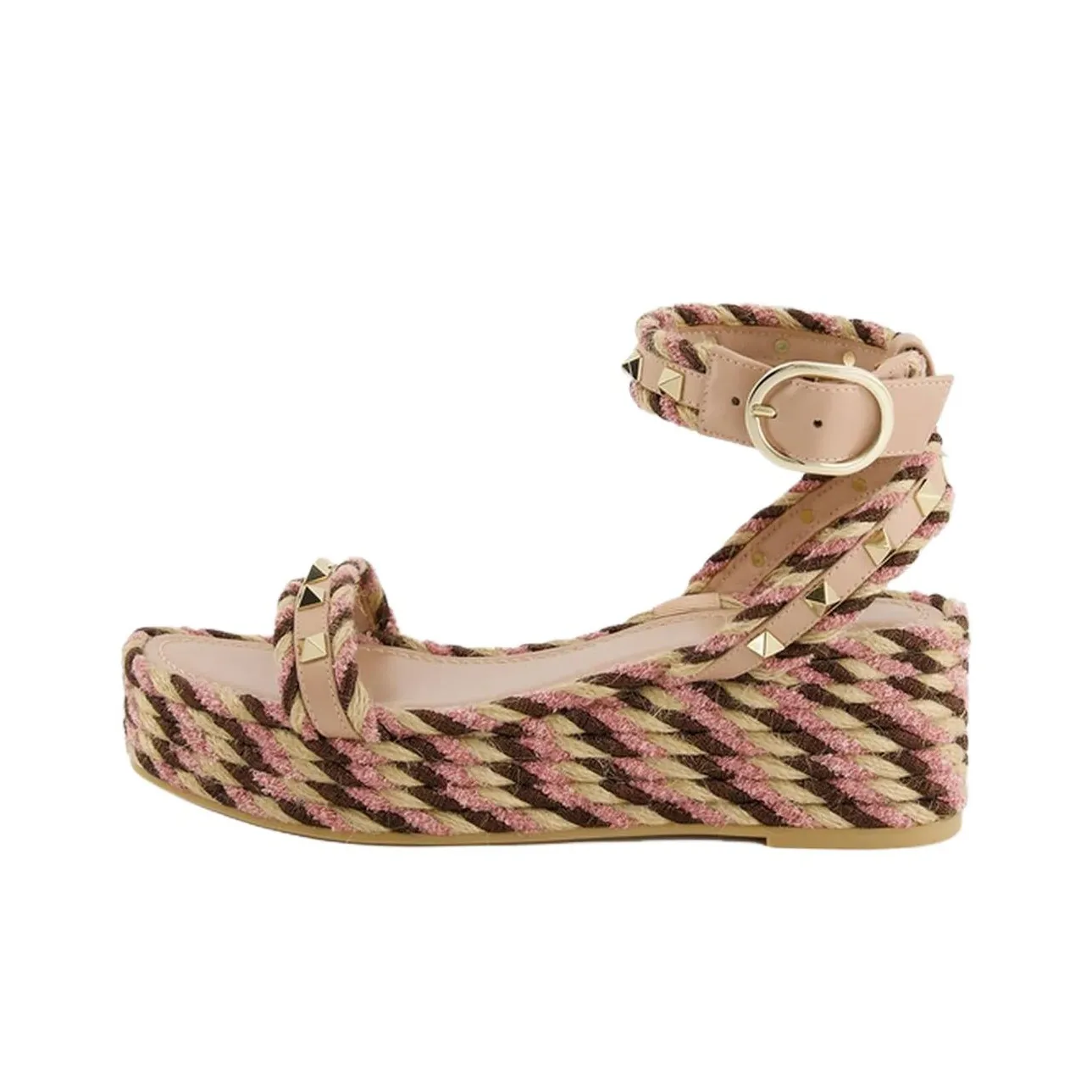 Valentino GARAVANI Rockstud One Strap Sandals 4.5cm Women's Beige Pink