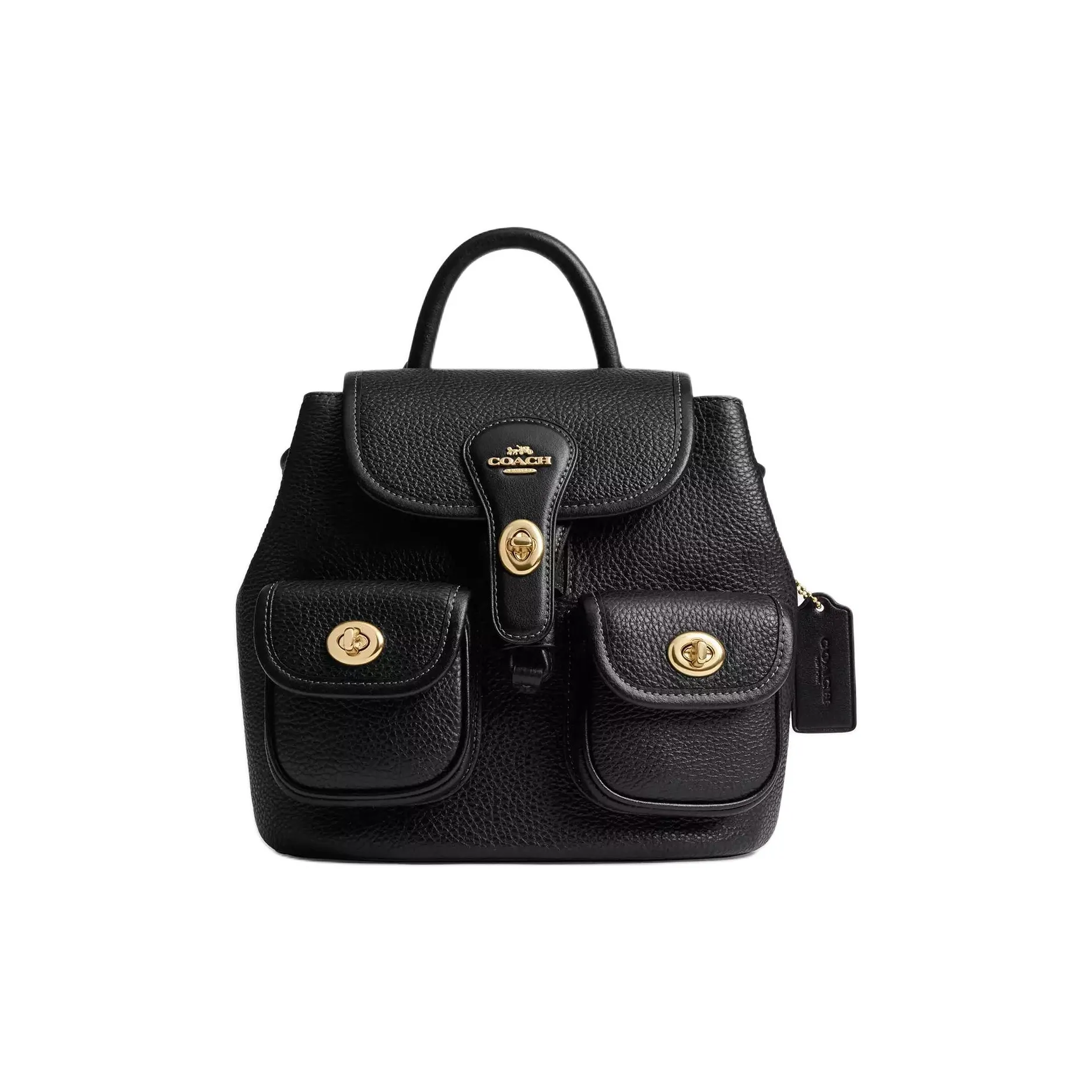 COACH Smooth Leather Backpack Medium Size Women's Black