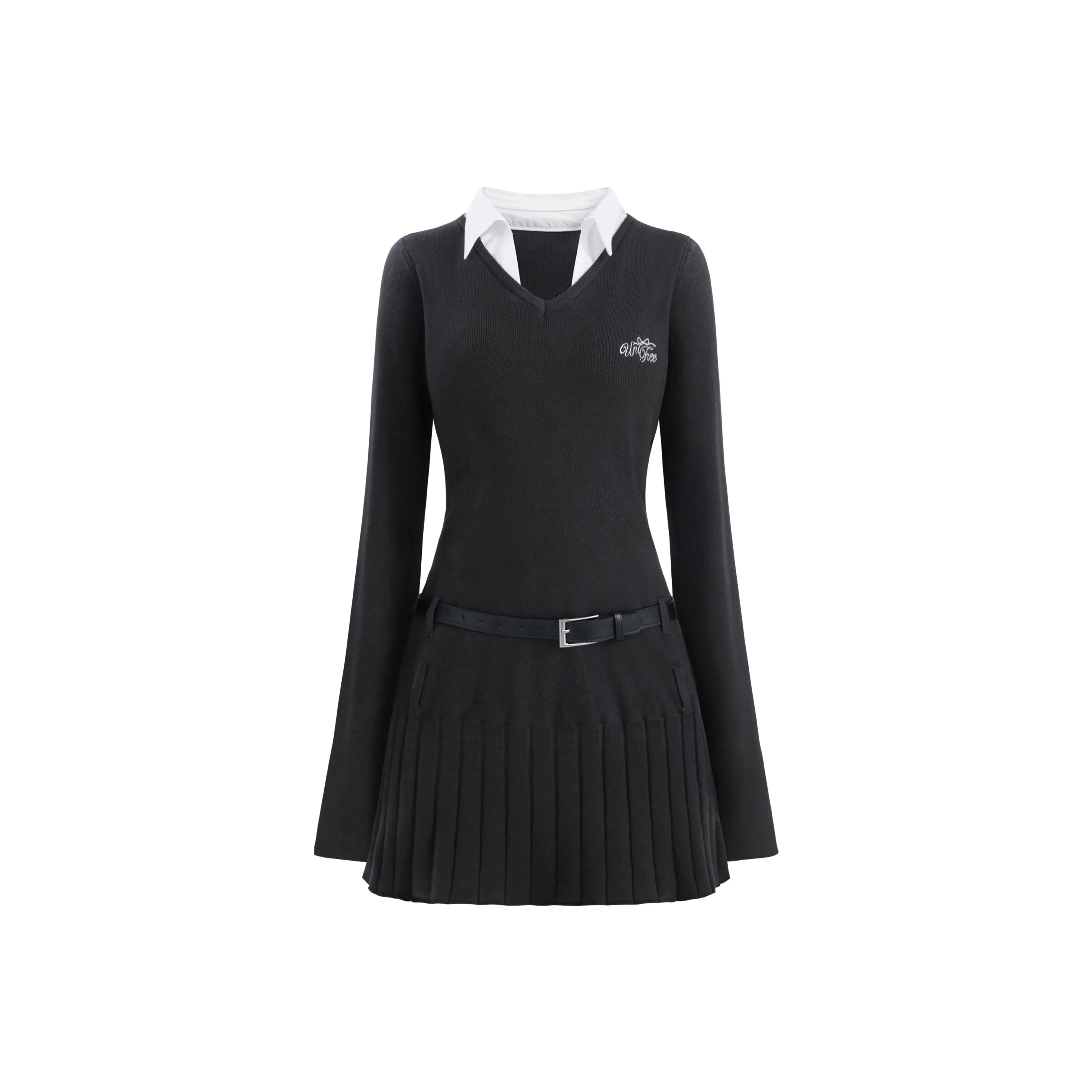 UNIFREE Длинное платье с длинным рукавом женское темно-серое