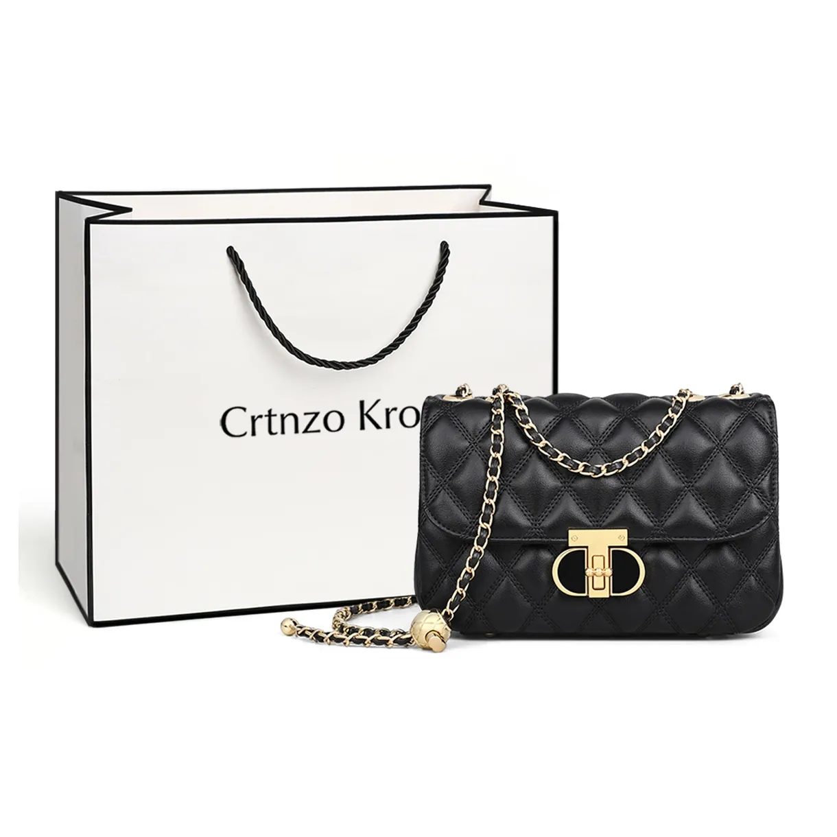 Crtnzo Kroez Сумка через плечо из коровьей кожи сумка на плечо маленькая квадратная сумка стандартная женская черный экрю