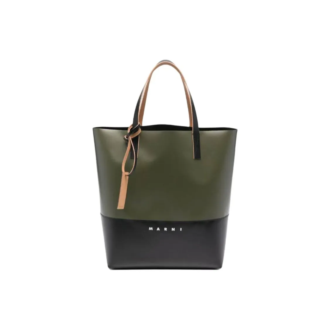 MARNI Tribeca PU Tote Bag, Shopping Bag, Handbag Women's Green & Black