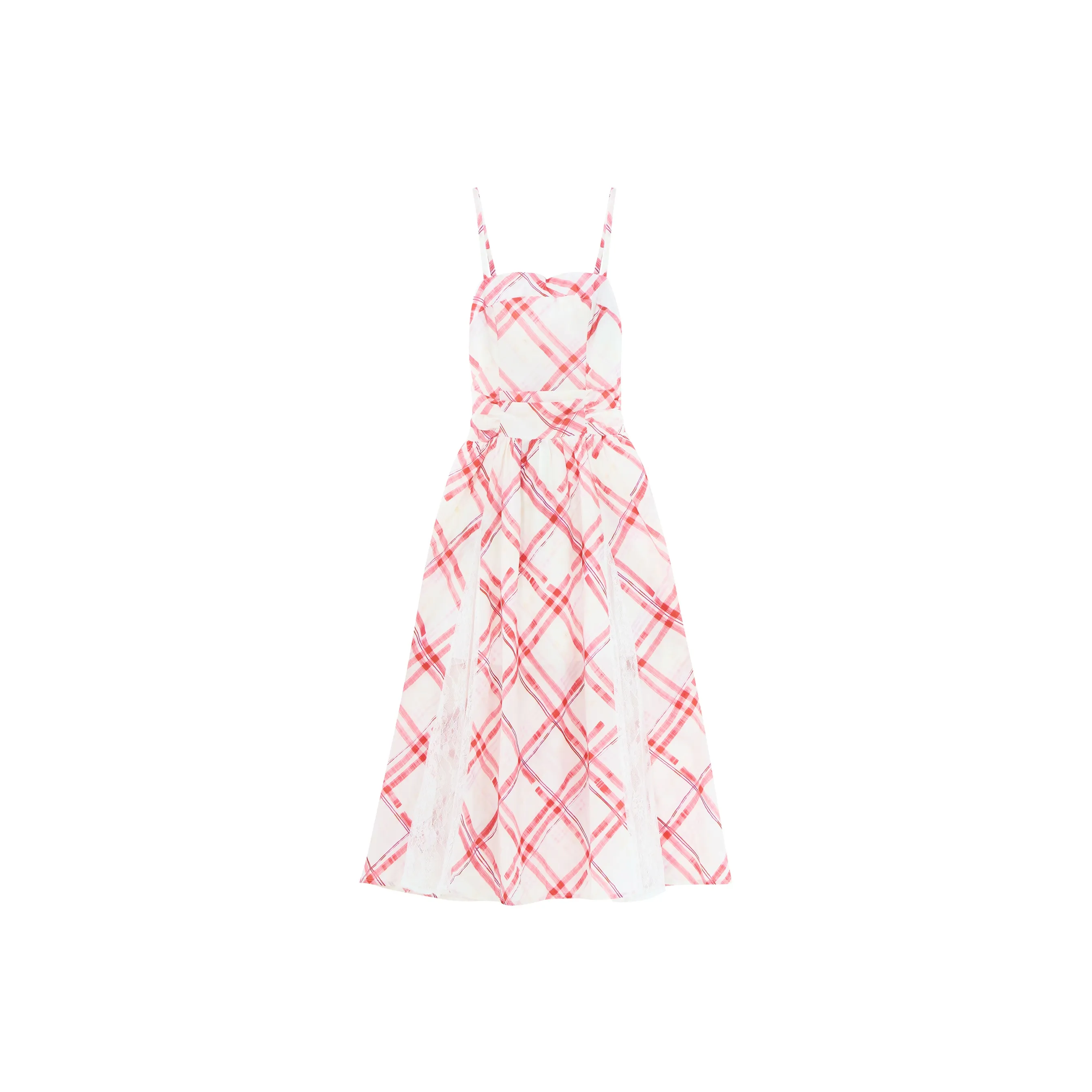 Wen Shan Slip Dress Women's Cherry Red Plaid