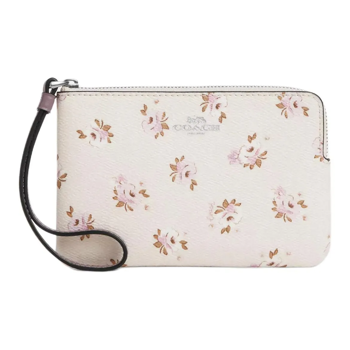 COACH Corner Zip Покрытый холст Клатч Маленький Женский Мел Многоцветный