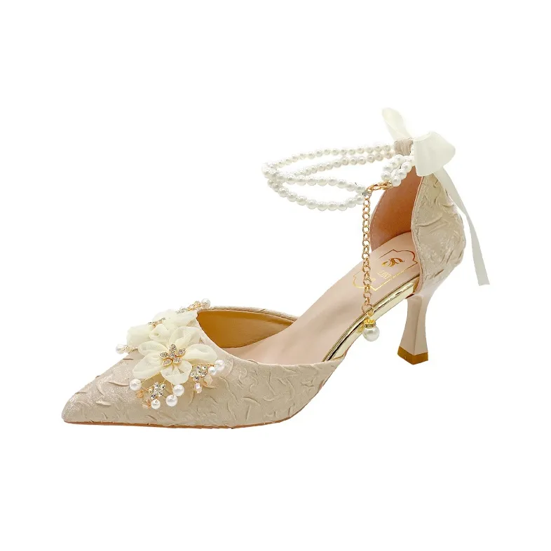 Wuji Узкий каблук Высокие каблуки 6 см Женские Шампанское золото