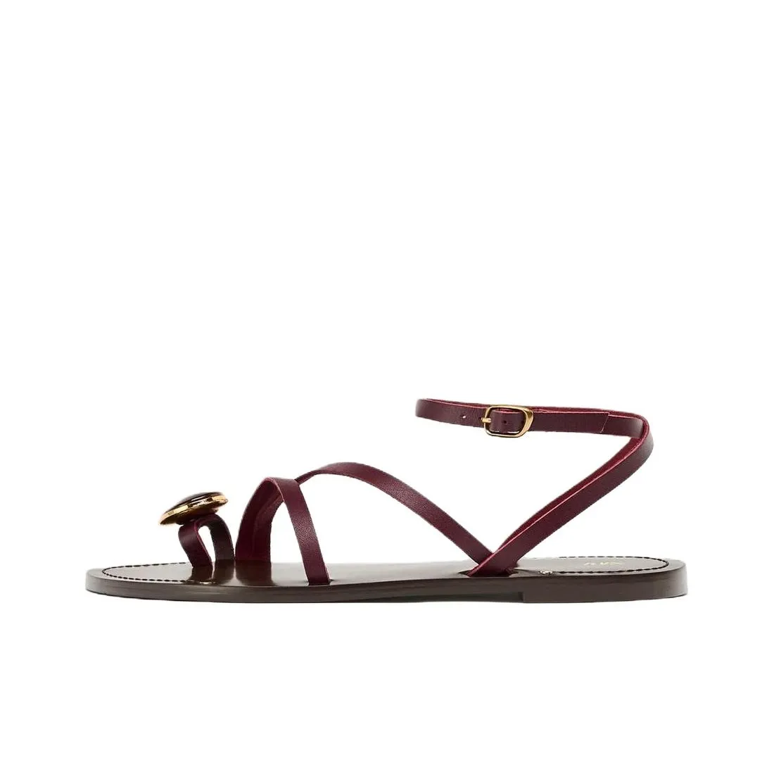 ZARA One Ремень Сандалии 1 см Женские Темно-Красный Цвет