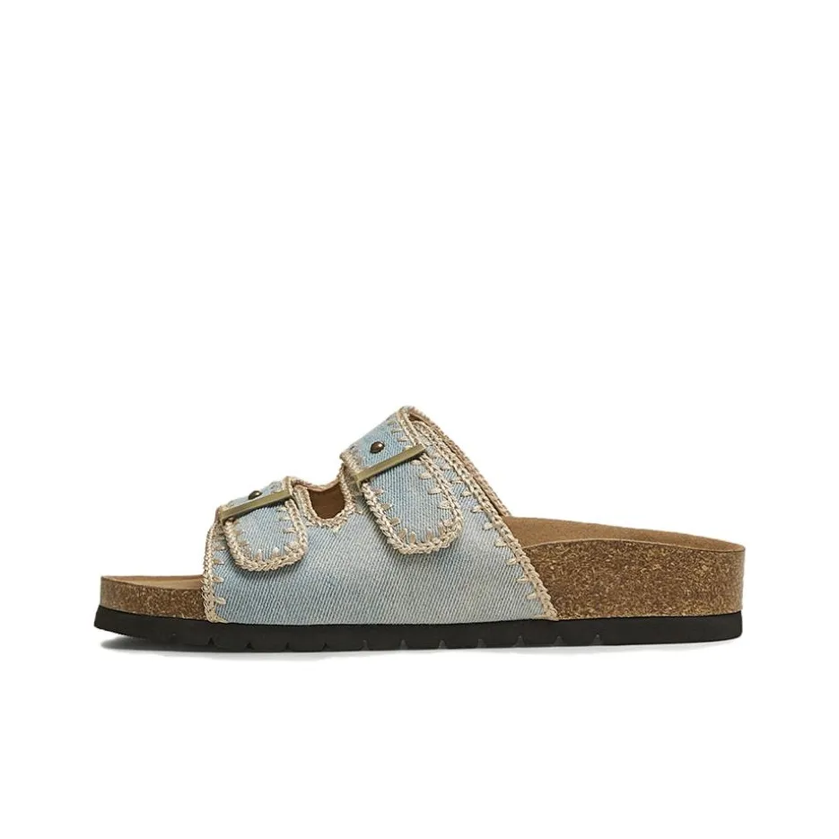 TATA Rubber Sole Leather Patchwork Quiet Slide Slippers Women's