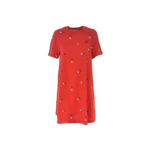 McQ Alexander McQueen Red Женские Короткие Платья с Рукавами