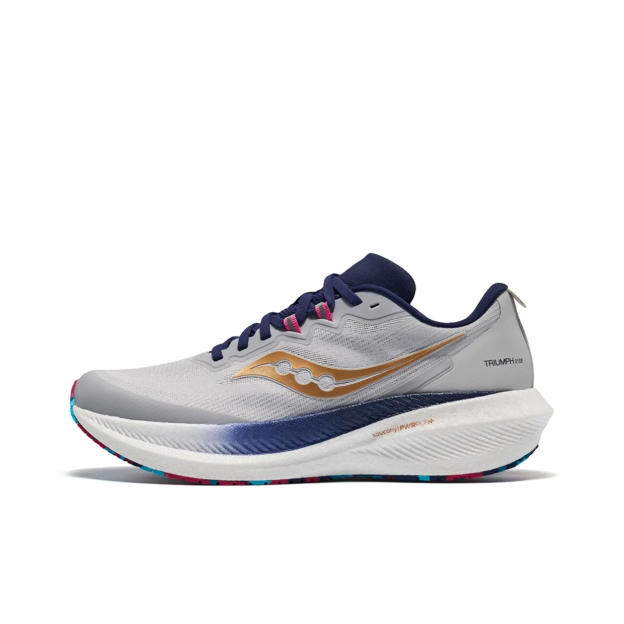 Saucony Triumph 21 Anti Slip Wear Resistant Low Top Casual Running Shoes Unisex Gray Color