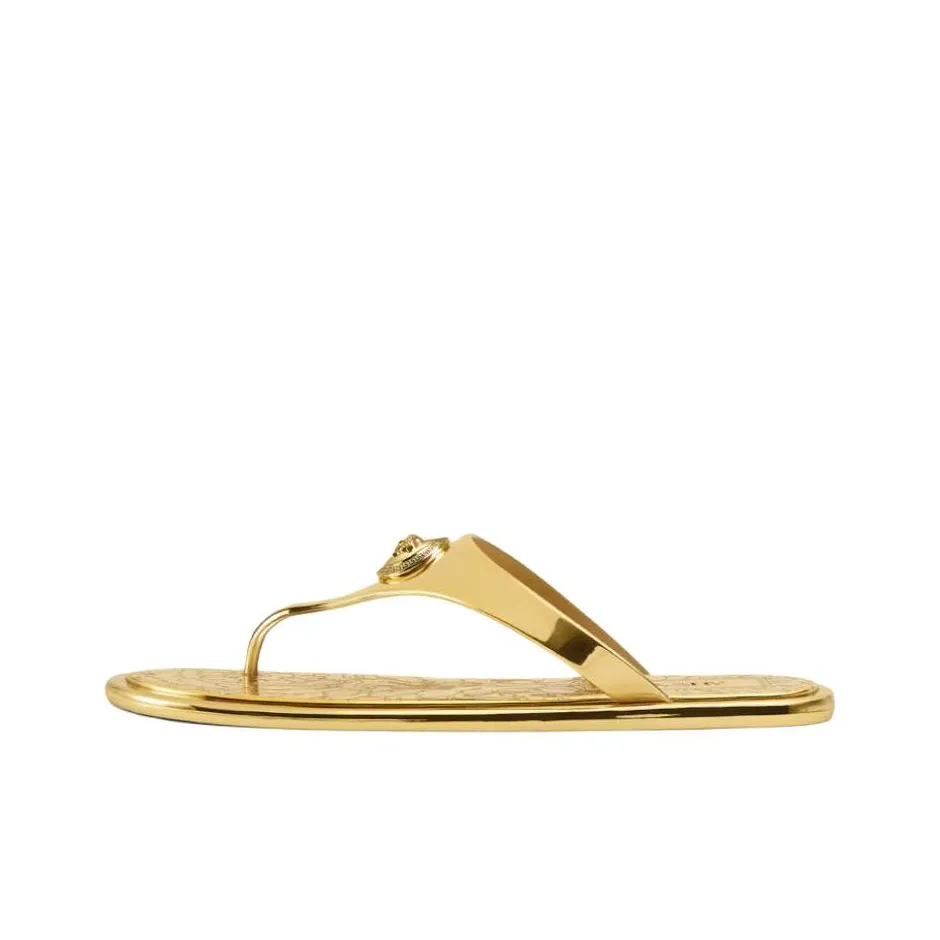 VERSACE Slip Resistant Flip Flops Women's Gold