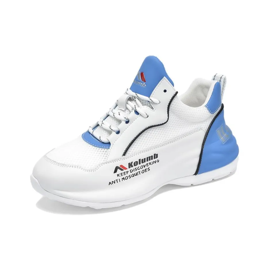 KOLUMB Противоскользящий устойчивый к истиранию низкий топ кроссовки с толстой подошвой женские белые светло-синие