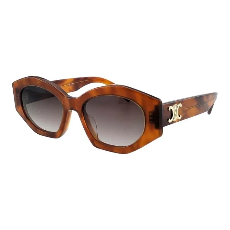 CELINE Plate Frame Irregular Shape round-frame sunglasses Women's Brown