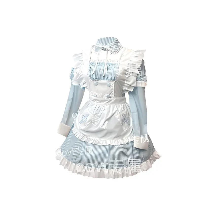 COVT Сине-белое платье с низким вырезом, женская униформа