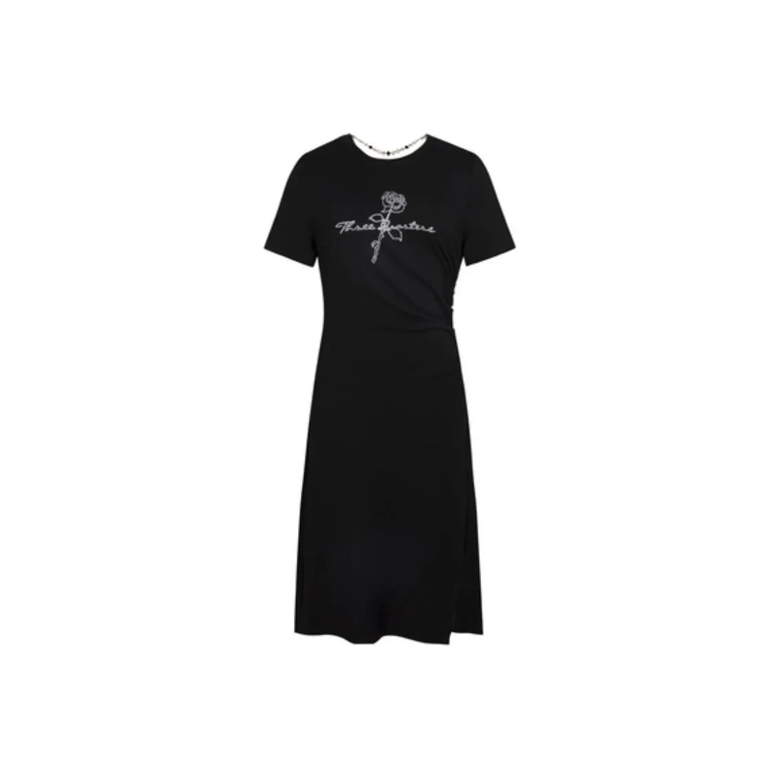 Three Quarters Короткий рукав Платье Женское Черное