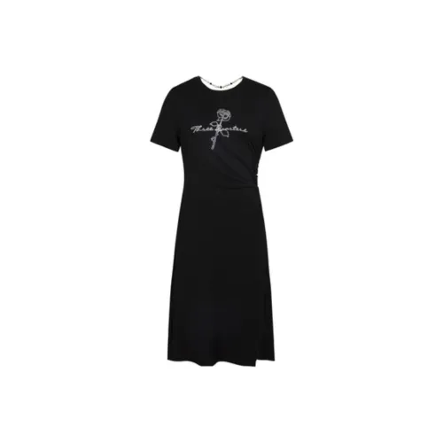Three Quarters Black Женские Короткие Платья с Рукавами