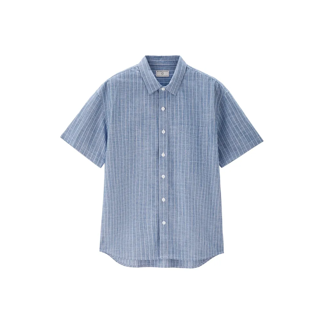 Giordano Shirts Men's 70 Blue White Stripes