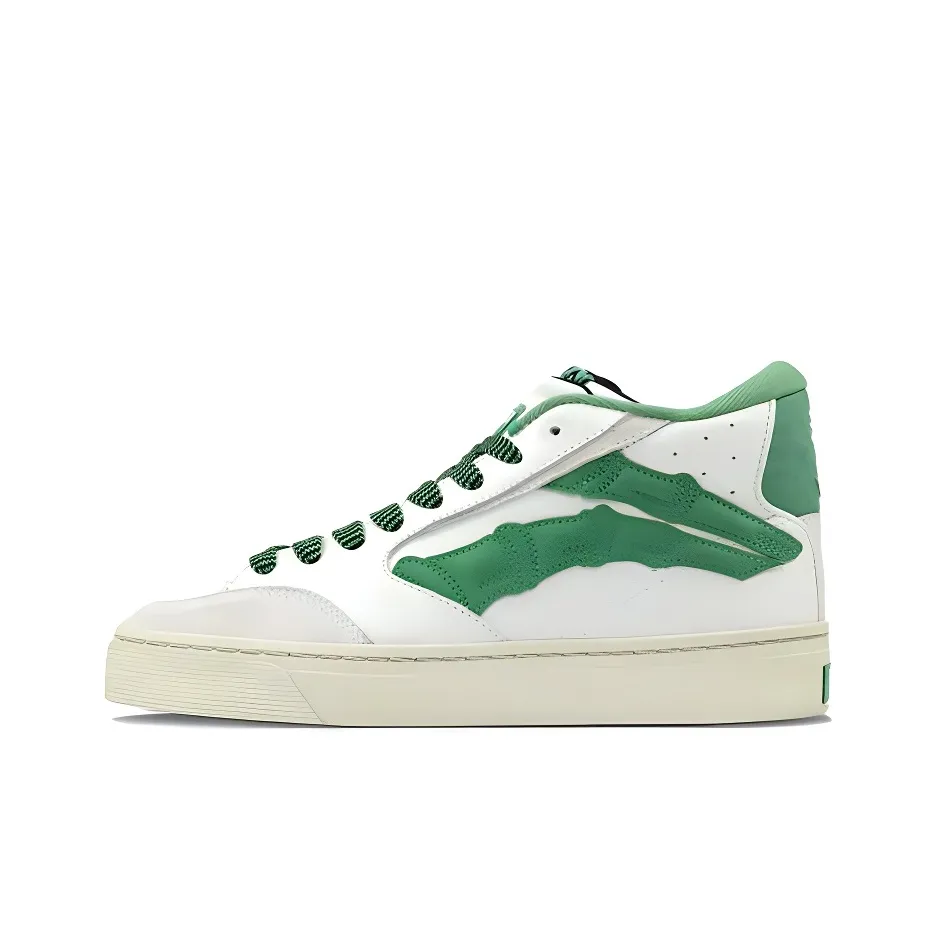 1807 X LINING Do Not Enter The River Skateboard Shoes Men's High Top White/Green