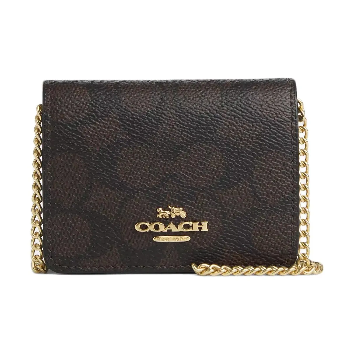 COACH Покрытый холст Сумка через плечо Мини Женская Темно-коричневый