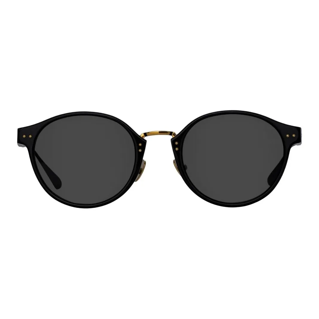 Linda Farrow Acetate Titanium Oval Sunglasses Unisex Black