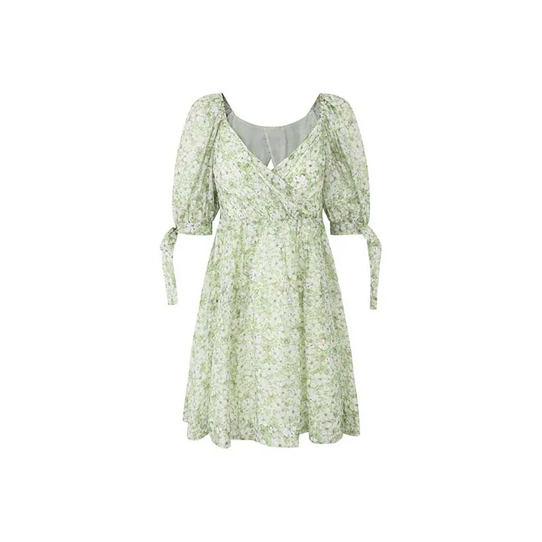 JOY SPEAKER Floral Graphic Цветочный Женские Короткие Платья с Рукавами