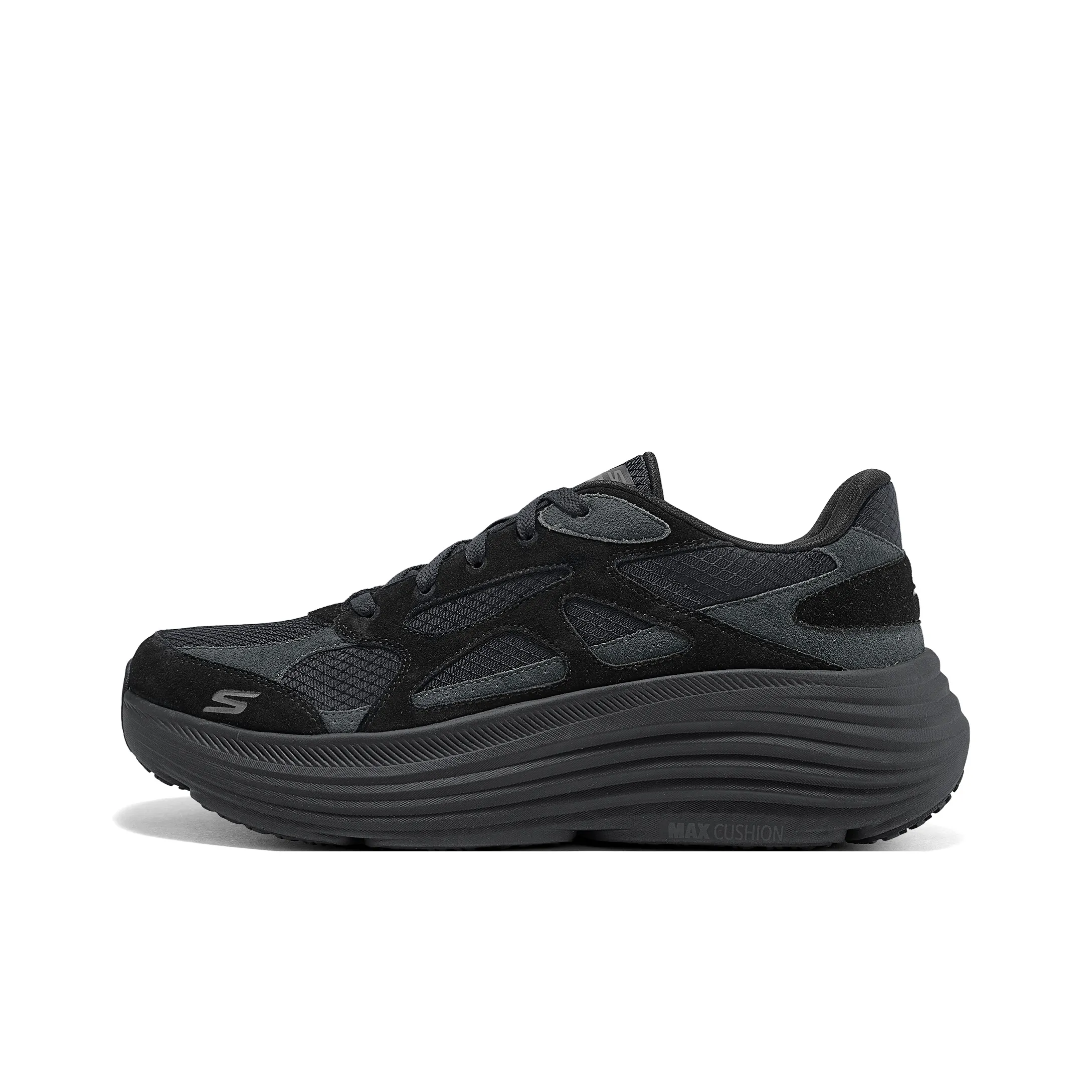 Skechers Zongyun Амортизация Устойчивость к истиранию Дышащий Верх Увеличение Высоты Низкие Кроссовки для Бега Мужские Черные