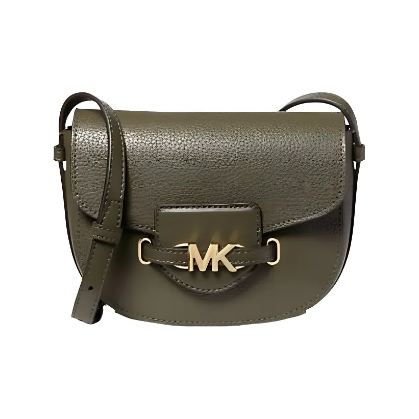 MICHAEL KORS Litchi Grain Leather Shoulder Bag, Crossbody Bag Trumpets Women's Olive Green