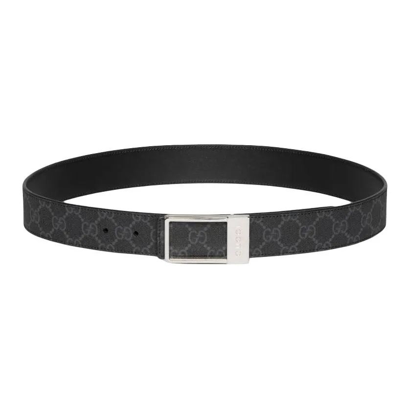 GUCCI Canvas Belt Men's Black Width 3.6cm