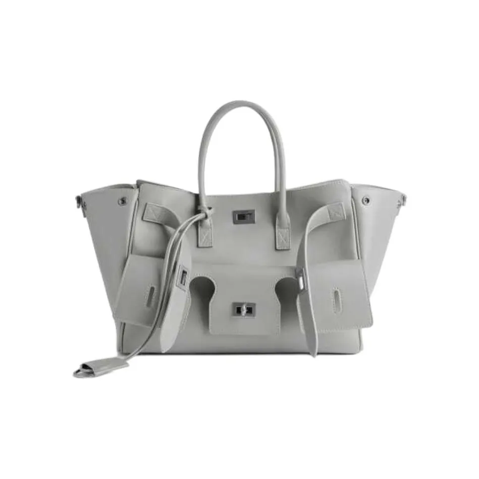 Balenciaga Cow Leather One Shoulder Handbag Trumpets Women's Cloud Gray