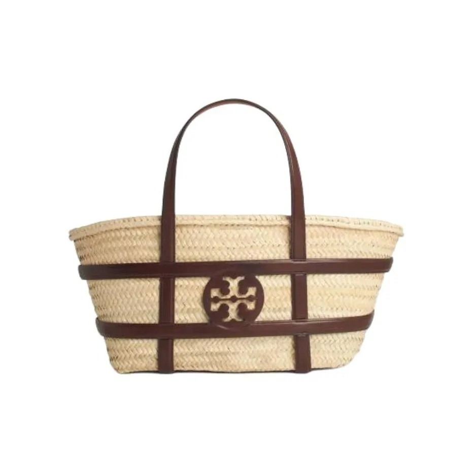 TORY BURCH Ella Raffia Tote Handbag Women's Cream