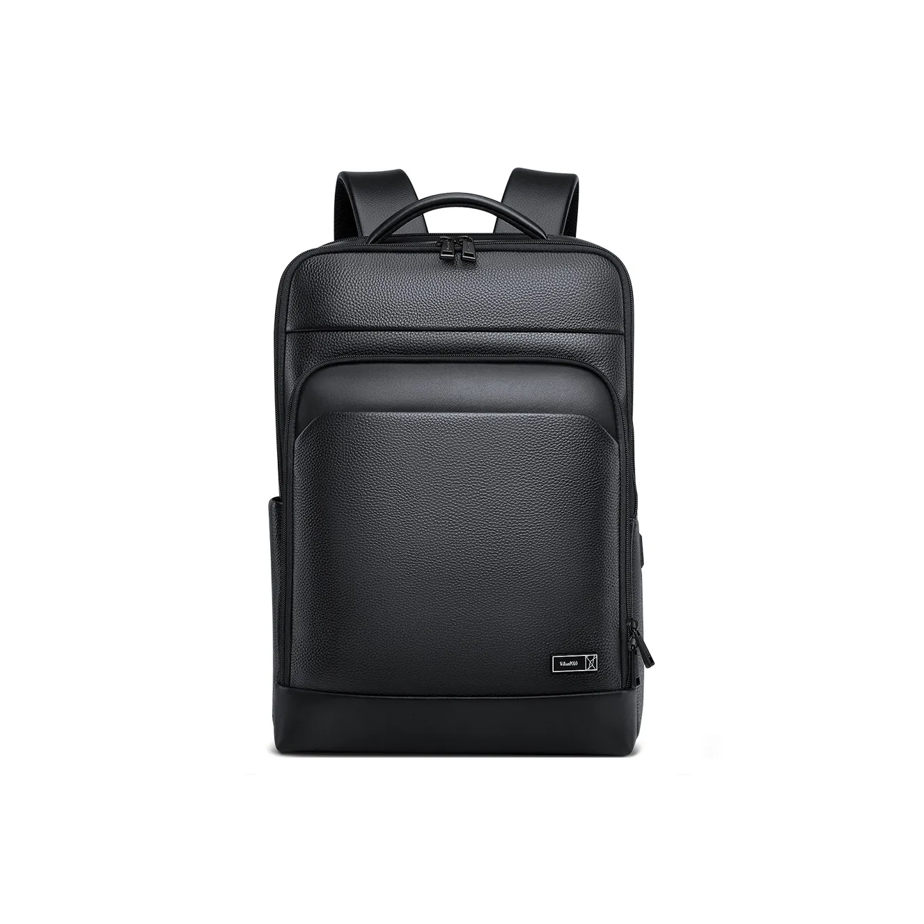 WilliamPOLO Cow Leather Travel Business Backpack Regular Men's Black